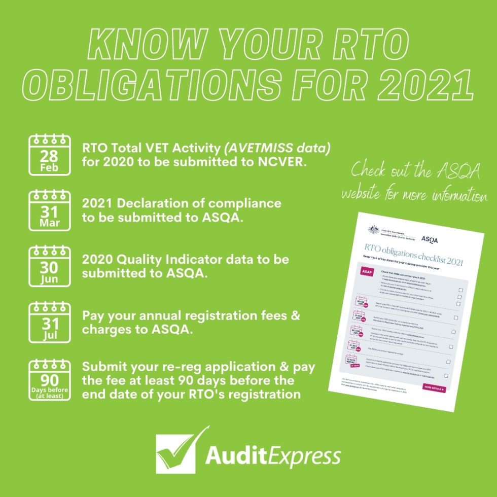 Know your RTO obligations for 2021 | Audit Express